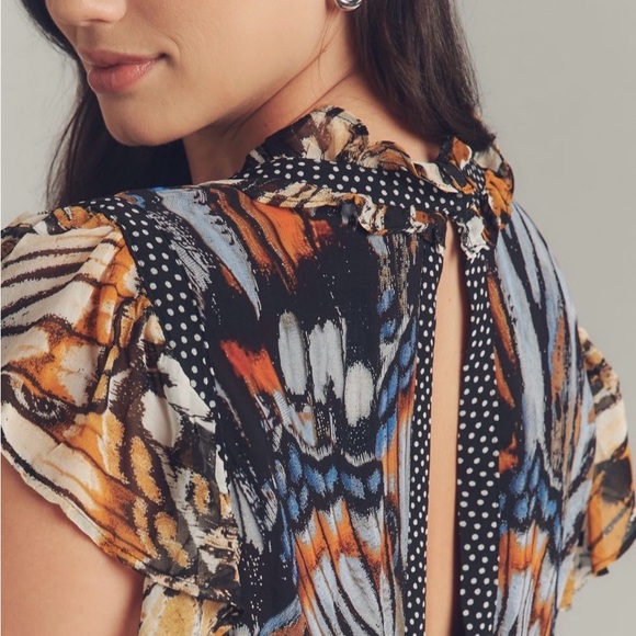 NWT Anthropologie - Maeve- butterfly ruffled High Low Dress, size medium - Picture 3 of 5